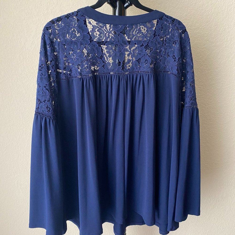 Lane Bryant, Size 22/24, Long Sleeve, Navy, Lace Top - Picture 3 of 10